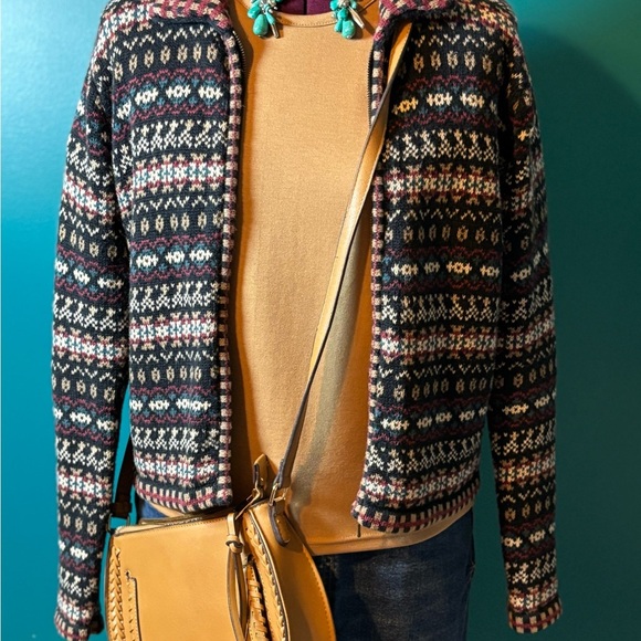 Paul Harris Vintage Design Black and White Zip Up Sweater with Nordic Design - Picture 8 of 10